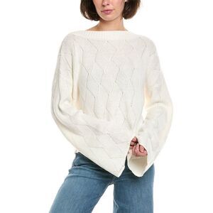Amo Denim Womens Amo Patchwork Alpaca-Blend Sweater, White